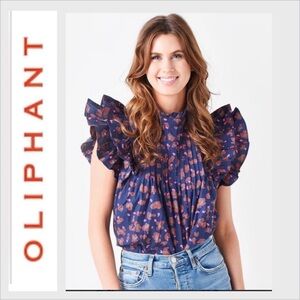 Oliphant Women's Pintuck Ruffle Blouse Morocco Print